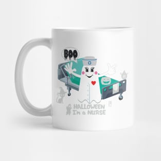 BOO Nurse dressed as a GHOST - cute Halloween Mug